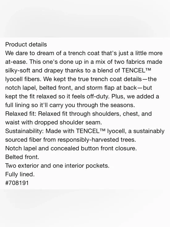 NWOT Banana Republic Drapey Black Trench Coat Sz Large. - Picture 6 of 7